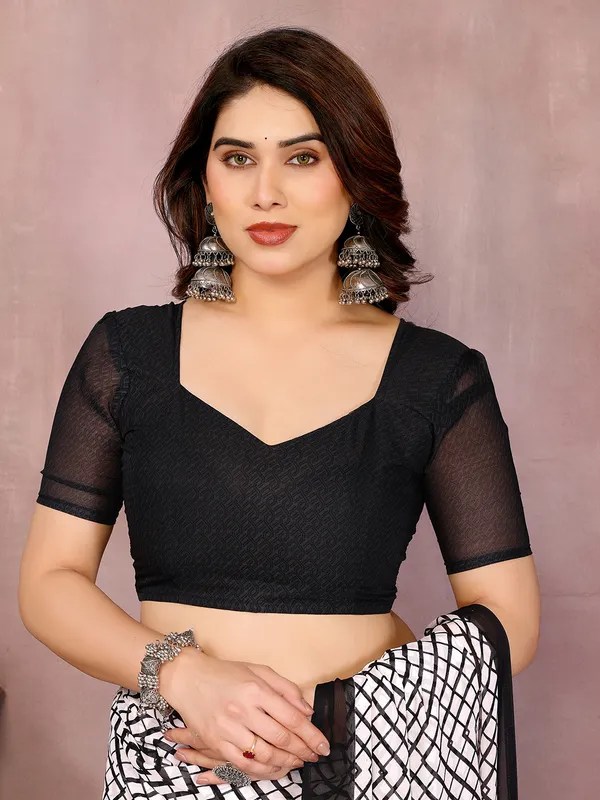 Printed_Daily_Wear_Georgette_Saree��(Black)