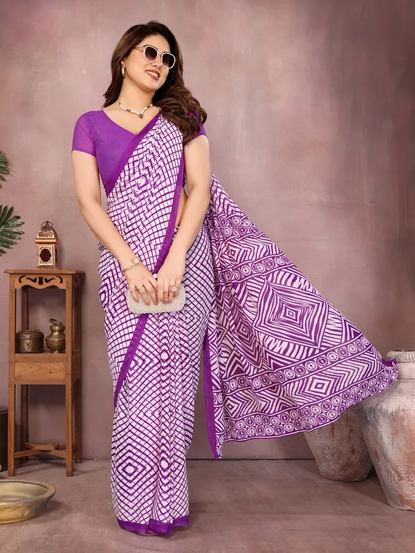 Printed_Daily_Wear_Georgette_Saree��(Purple)