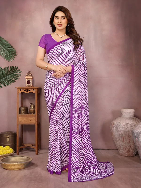 Printed_Daily_Wear_Georgette_Saree��(Purple)