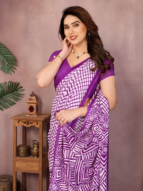 Printed_Daily_Wear_Georgette_Saree��(Purple)