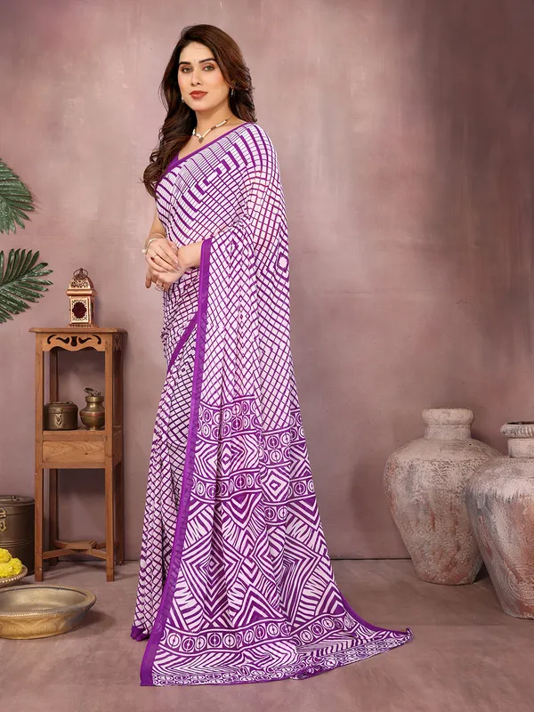 Printed_Daily_Wear_Georgette_Saree��(Purple)