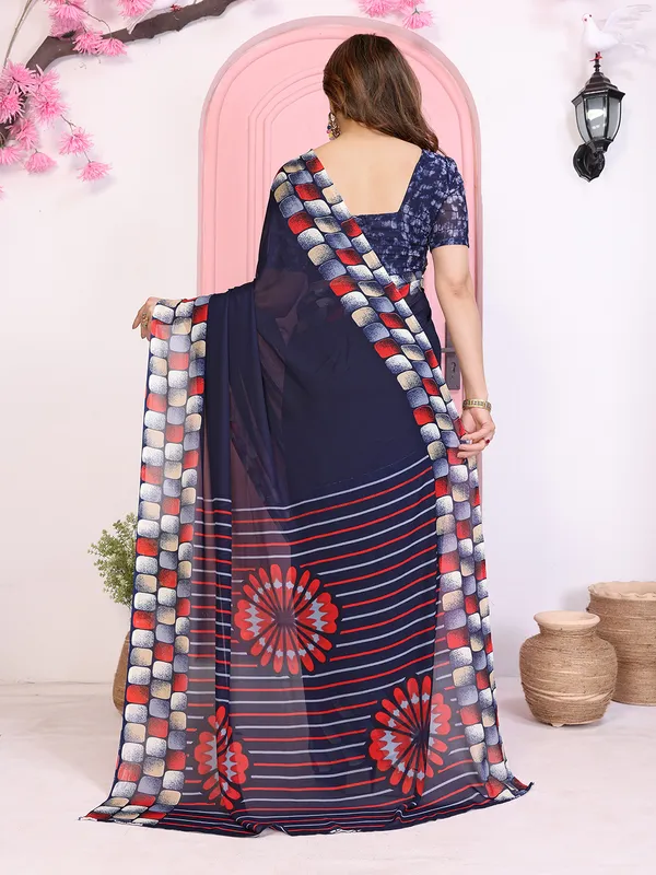 Geomentric_Print_Georgette_Saree_(Blue)