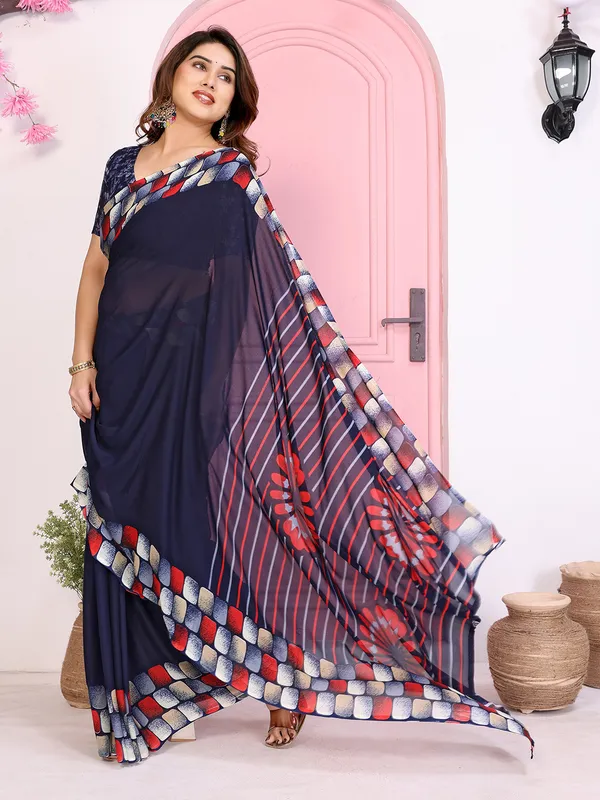 Geomentric_Print_Georgette_Saree_(Blue)