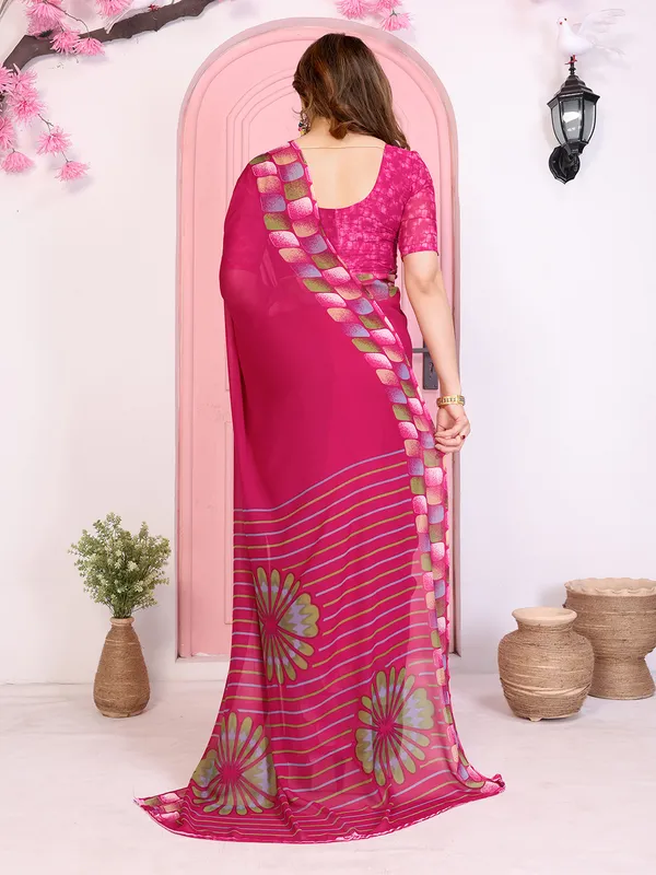 Geomentric_Print_Georgette_Saree_(Pink)