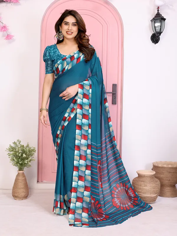 Geomentric_Print_Georgette_Saree_(Rama)