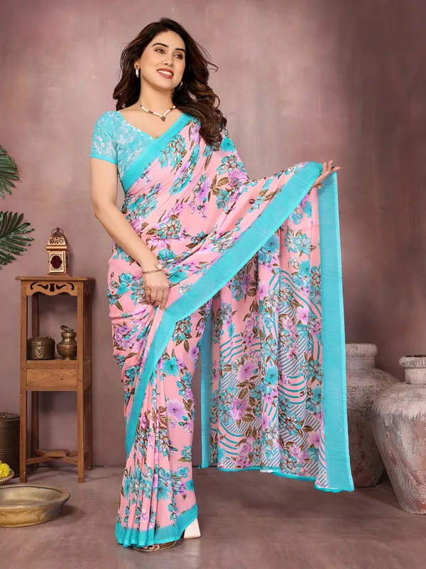 Floral_Print_Daily_Wear_Georgette_Saree��(Light_Blue,_Pink)