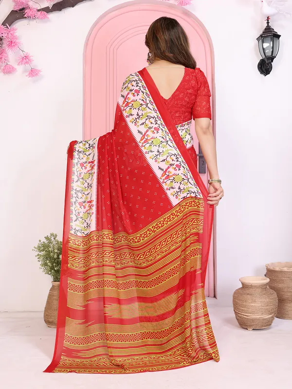 Animal_Print_Georgette_Saree_(Red)
