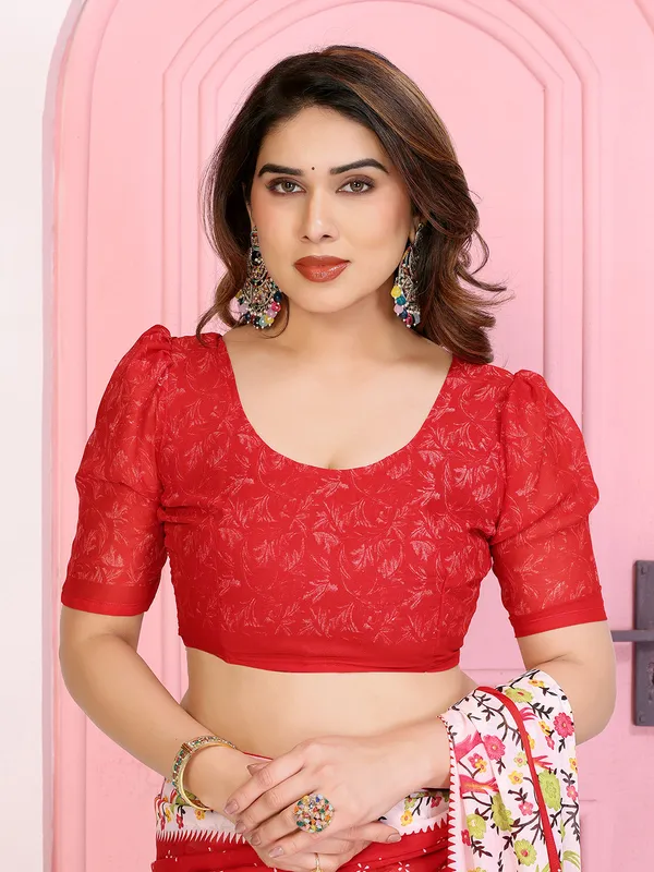 Animal_Print_Georgette_Saree_(Red)