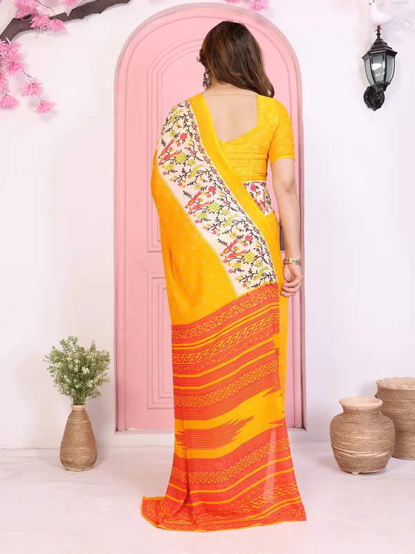 Animal_Print_Georgette_Saree_(Yellow)