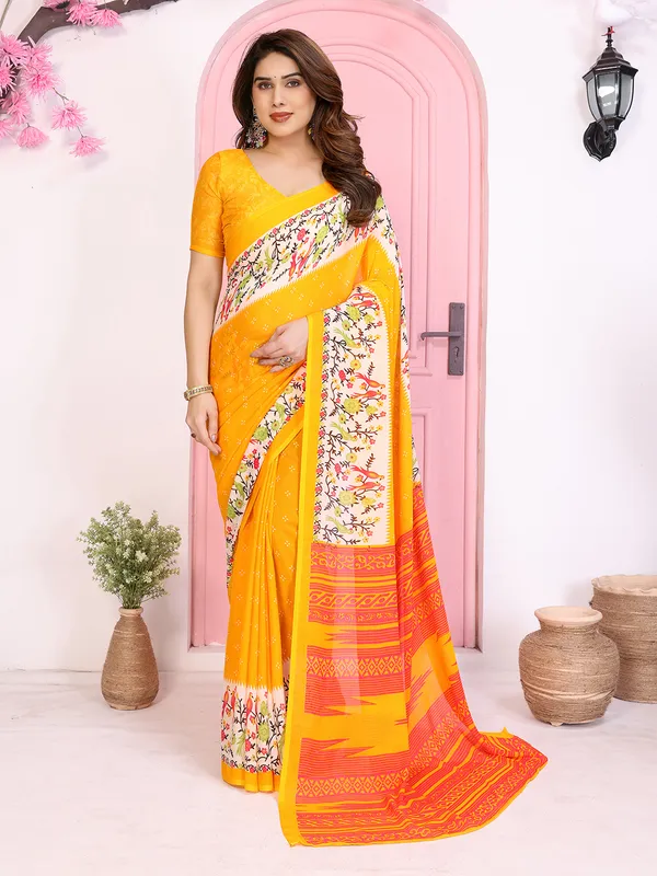 Animal_Print_Georgette_Saree_(Yellow)