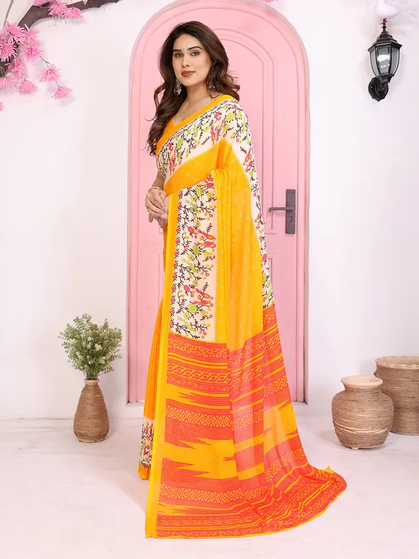 Animal_Print_Georgette_Saree_(Yellow)