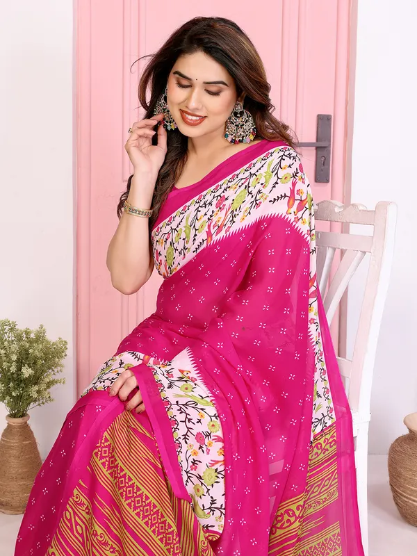 Animal_Print_Georgette_Saree_(Pink)