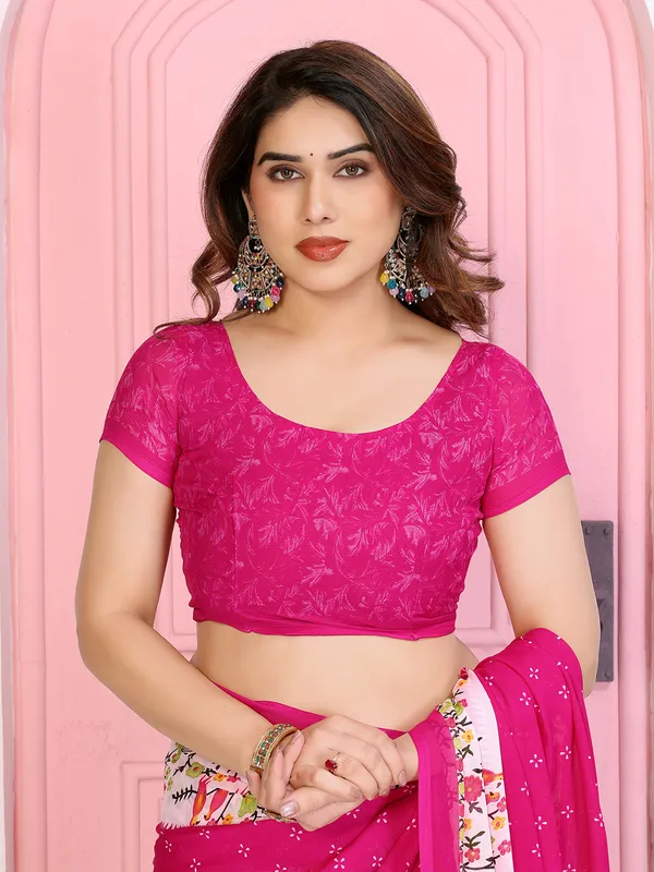 Animal_Print_Georgette_Saree_(Pink)