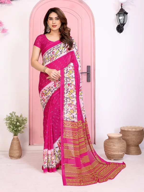 Animal_Print_Georgette_Saree_(Pink)