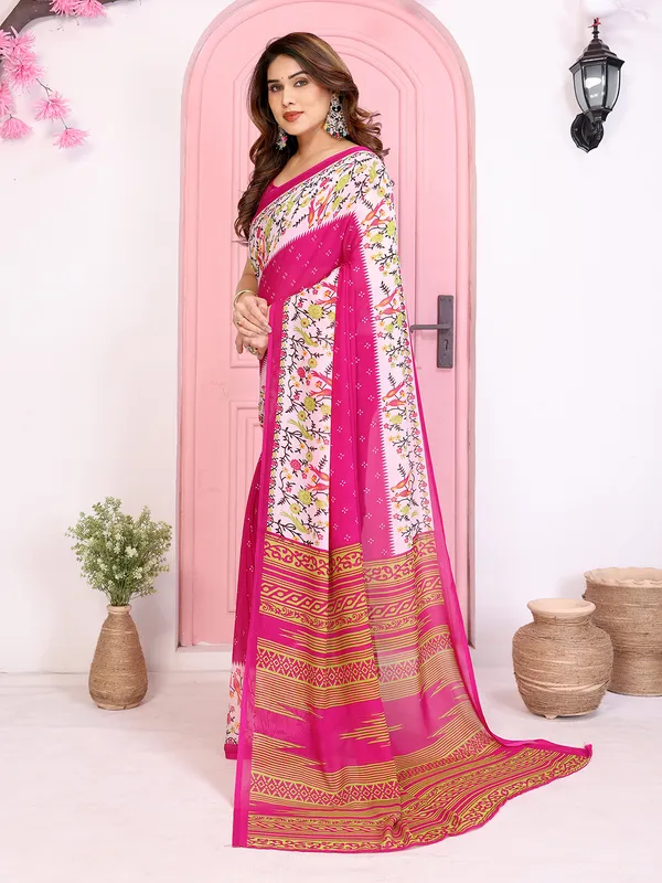 Animal_Print_Georgette_Saree_(Pink)