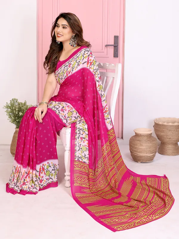 Animal_Print_Georgette_Saree_(Pink)