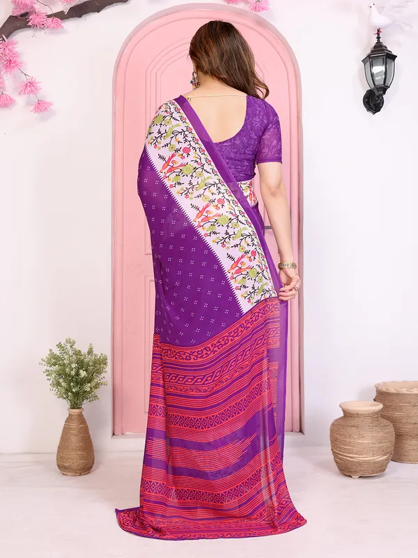 Animal_Print_Georgette_Saree_(Purple)