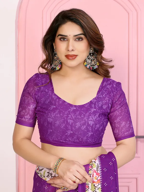 Animal_Print_Georgette_Saree_(Purple)