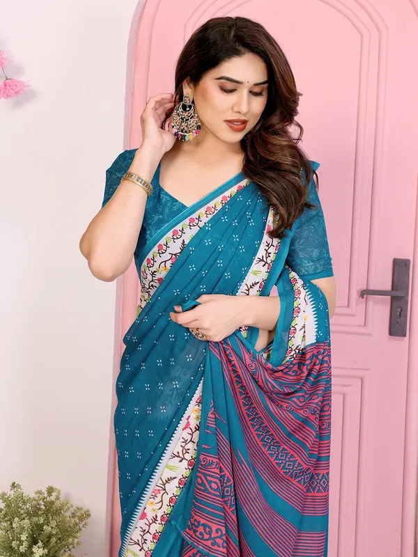 Animal_Print_Georgette_Saree_(Rama)
