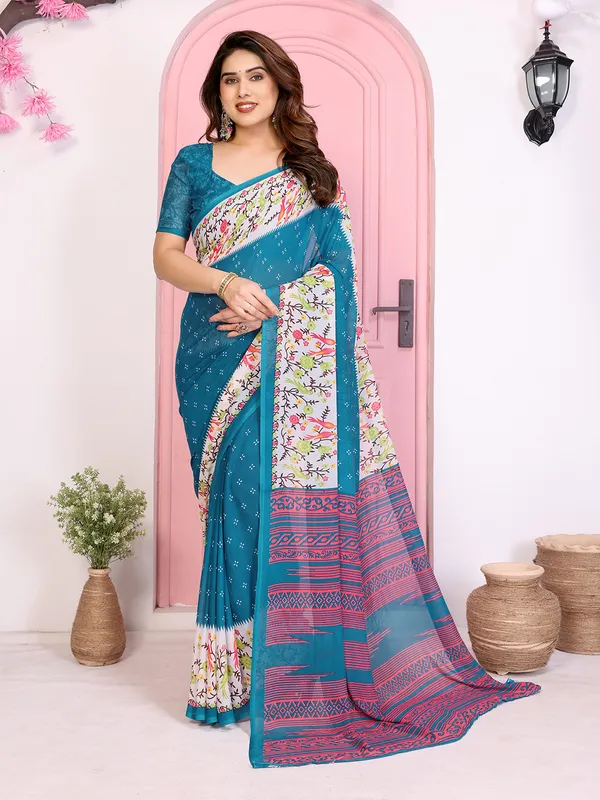 Animal_Print_Georgette_Saree_(Rama)