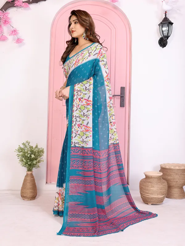 Animal_Print_Georgette_Saree_(Rama)