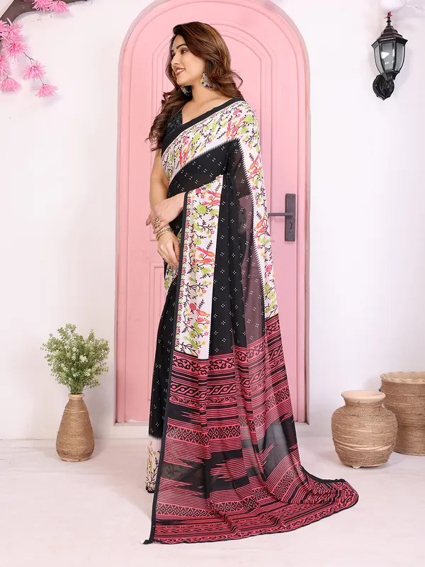 Animal_Print_Georgette_Saree_(Black)
