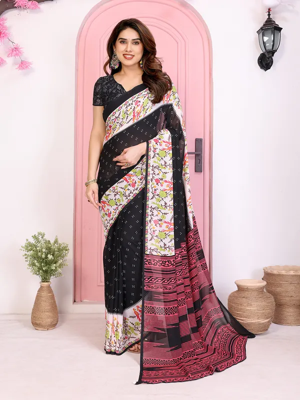 Animal_Print_Georgette_Saree_(Black)