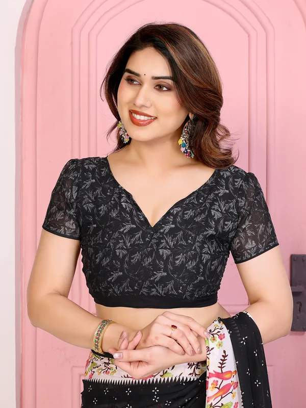 Animal_Print_Georgette_Saree_(Black)