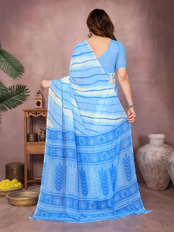 Laheria_Print_Georgette_Saree_(Blue)