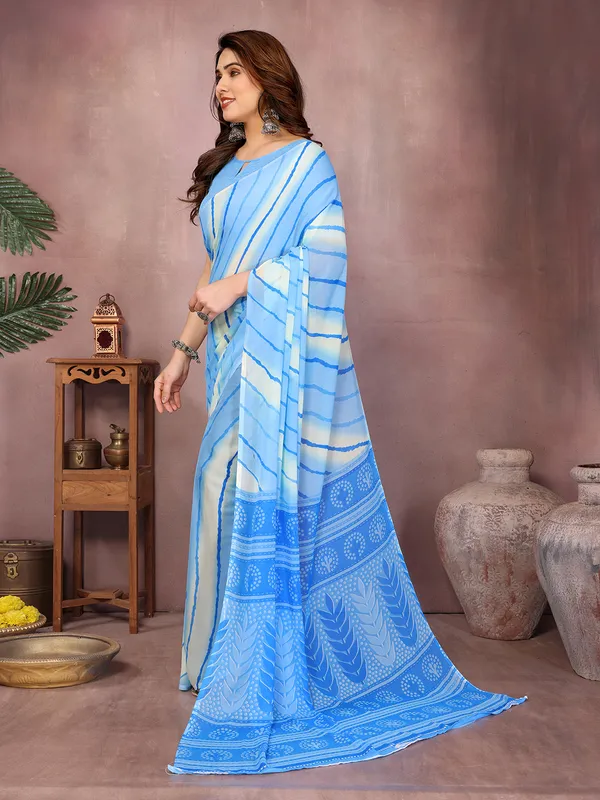 Laheria_Print_Georgette_Saree_(Blue)