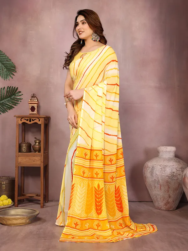 Laheria_Print_Georgette_Saree_(Yellow)