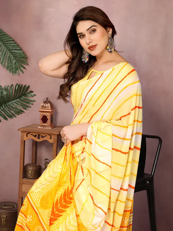 Laheria_Print_Georgette_Saree_(Yellow)