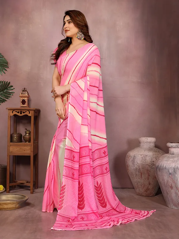 Laheria_Print_Georgette_Saree_(PInk)