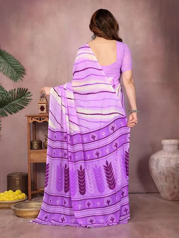 Laheria_Print_Georgette_Saree_(Purple)