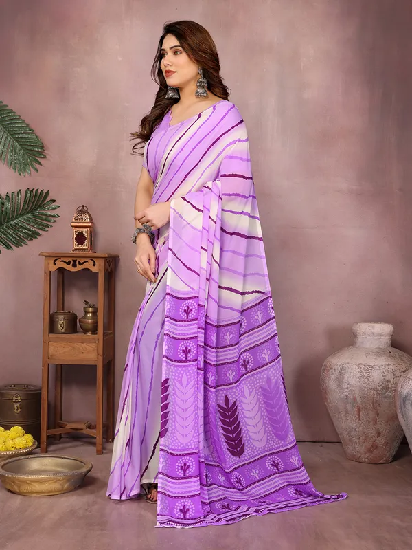Laheria_Print_Georgette_Saree_(Purple)