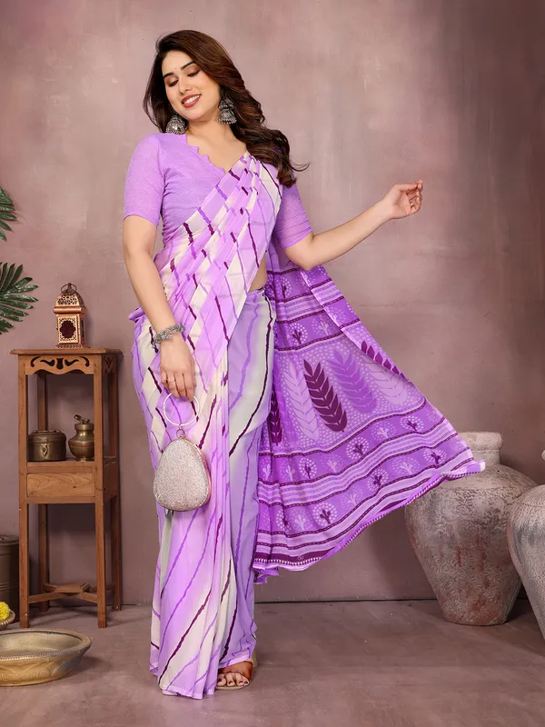 Laheria_Print_Georgette_Saree_(Purple)