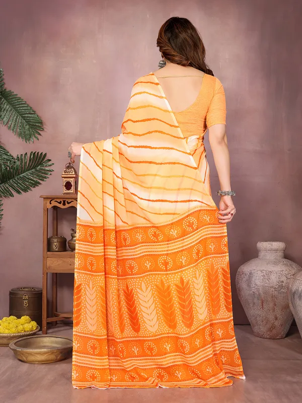 Laheria_Print_Georgette_Saree_(Orange)