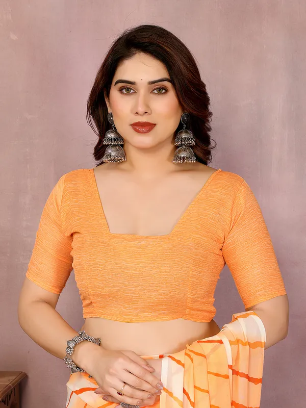 Laheria_Print_Georgette_Saree_(Orange)