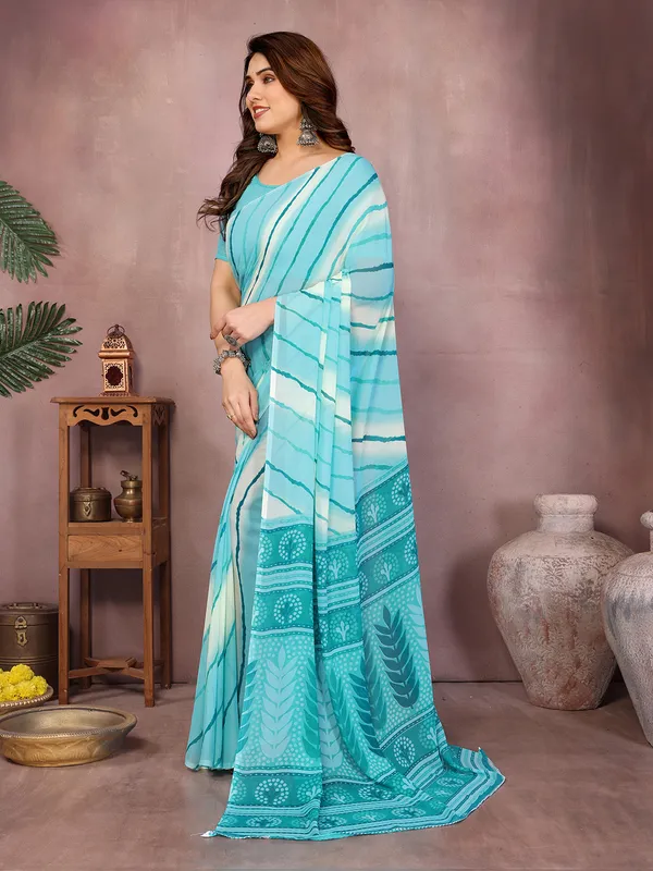 Laheria_Print_Georgette_Saree_(Rama)