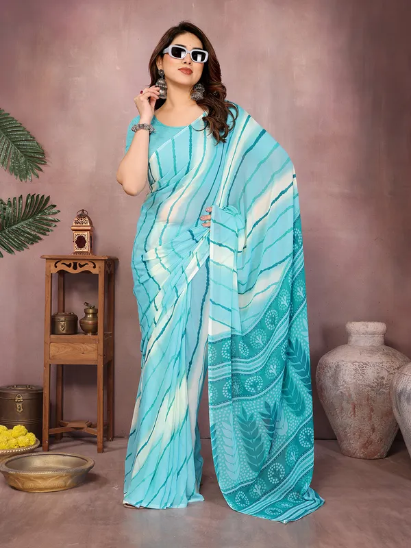 Laheria_Print_Georgette_Saree_(Rama)