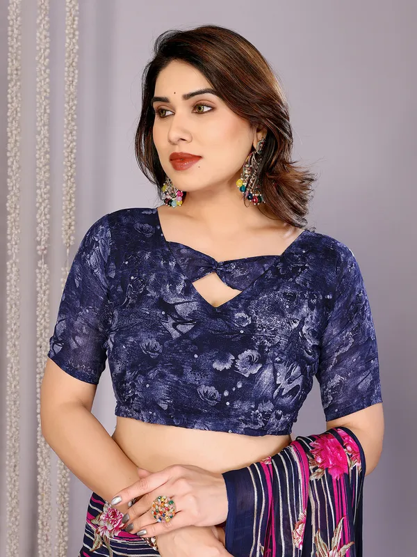 Floral_Print_Daily_Wear_Georgette_Saree��(Blue)