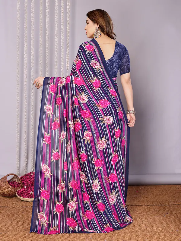 Floral_Print_Daily_Wear_Georgette_Saree��(Blue)