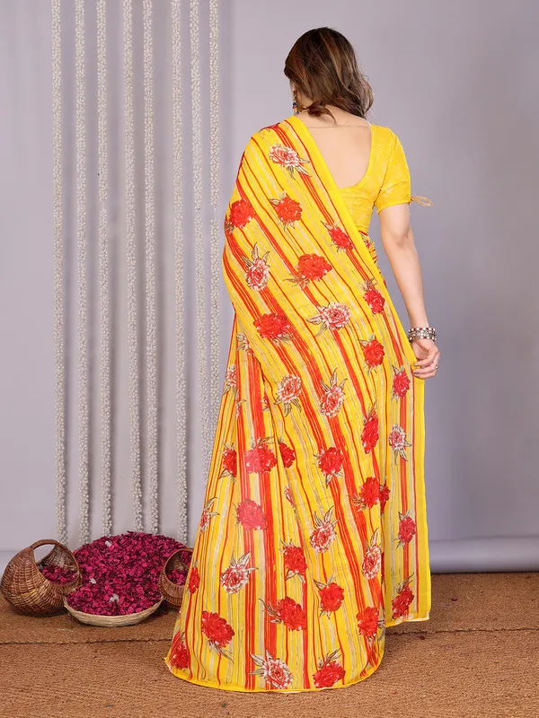 Floral_Print_Daily_Wear_Georgette_Saree��(Yellow)