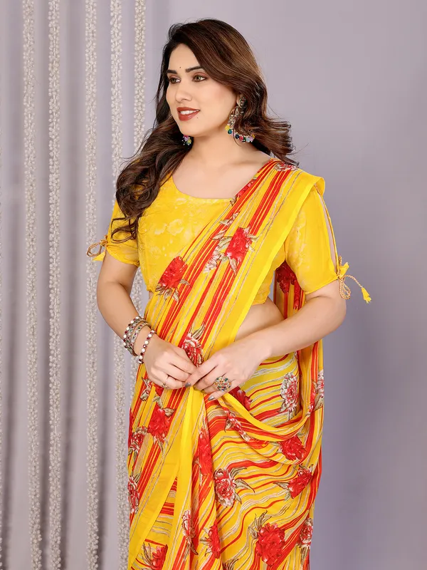Floral_Print_Daily_Wear_Georgette_Saree��(Yellow)