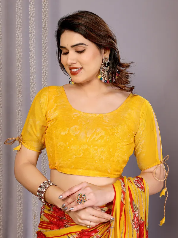 Floral_Print_Daily_Wear_Georgette_Saree��(Yellow)
