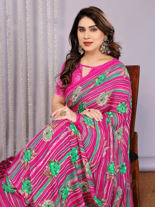 Floral_Print_Daily_Wear_Georgette_Saree��(PInk)