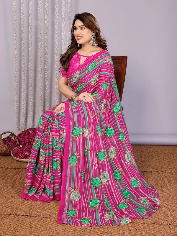 Floral_Print_Daily_Wear_Georgette_Saree��(PInk)