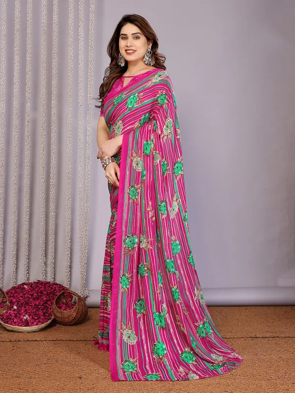 Floral_Print_Daily_Wear_Georgette_Saree��(PInk)