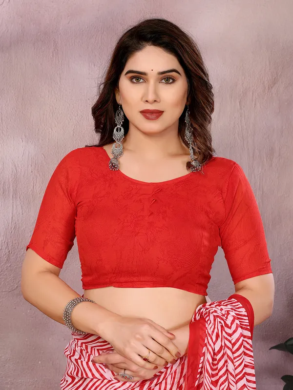 Geometric_Print_Daily_Wear_Georgette_Saree_(Red)