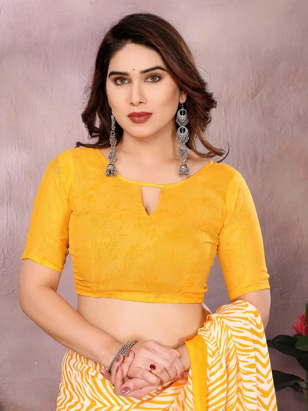 Geometric_Print_Daily_Wear_Georgette_Saree_(Yellow)